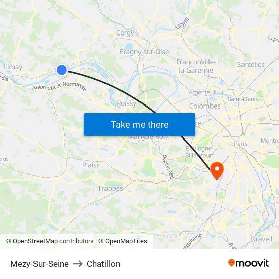 Mezy-Sur-Seine to Chatillon map