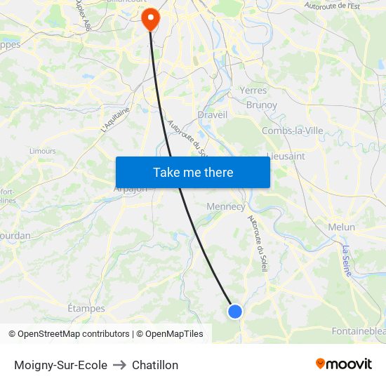 Moigny-Sur-Ecole to Chatillon map