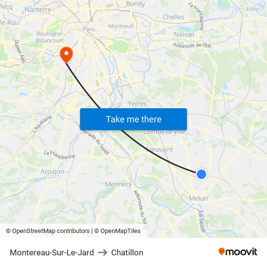 Montereau-Sur-Le-Jard to Chatillon map
