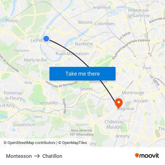 Montesson to Chatillon map