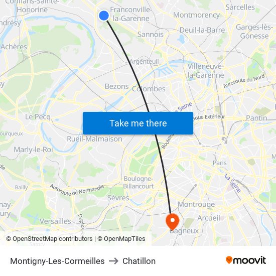 Montigny-Les-Cormeilles to Chatillon map