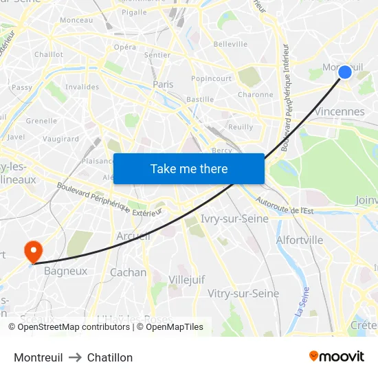 Montreuil to Chatillon map