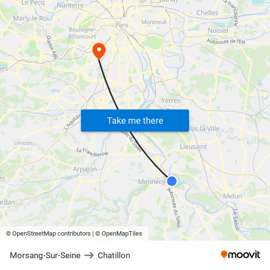 Morsang-Sur-Seine to Chatillon map