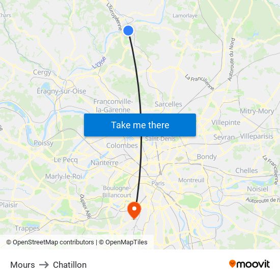 Mours to Chatillon map