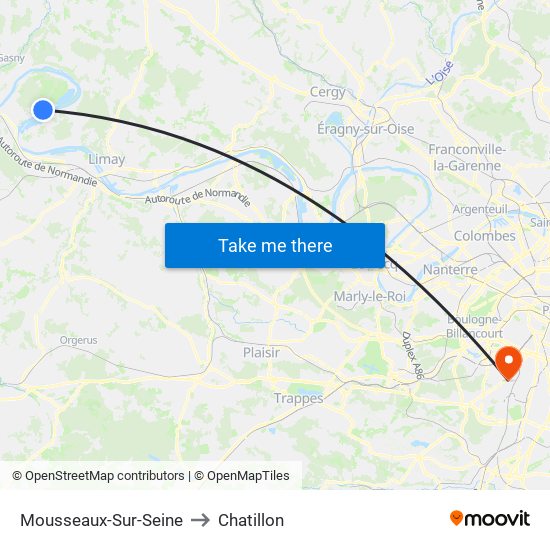 Mousseaux-Sur-Seine to Chatillon map