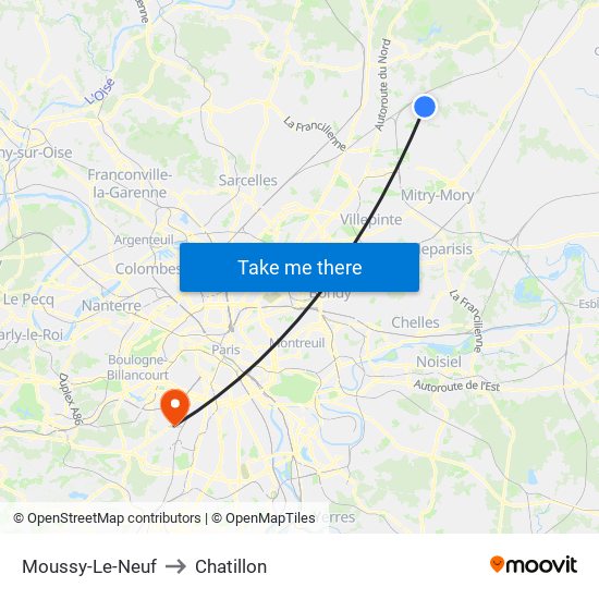 Moussy-Le-Neuf to Chatillon map