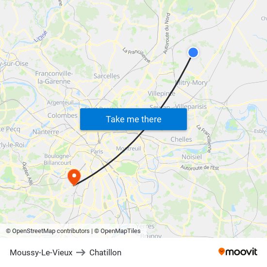 Moussy-Le-Vieux to Chatillon map