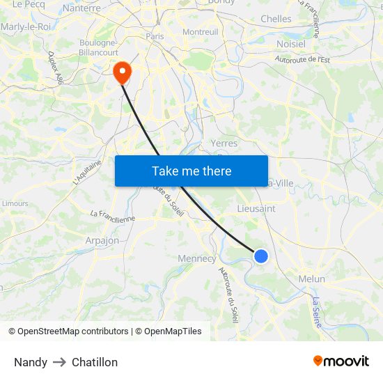 Nandy to Chatillon map