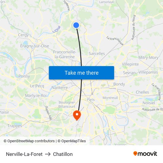 Nerville-La-Foret to Chatillon map