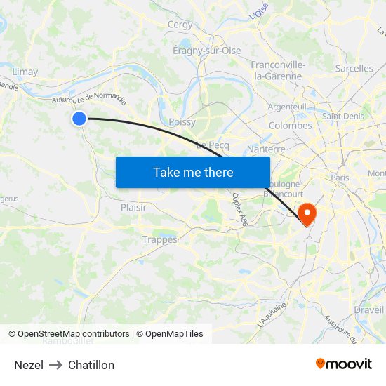 Nezel to Chatillon map