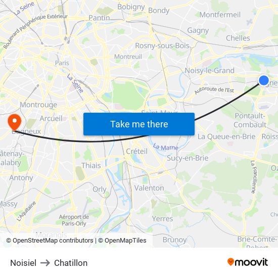 Noisiel to Chatillon map