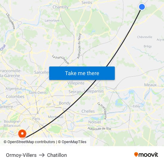 Ormoy-Villers to Chatillon map