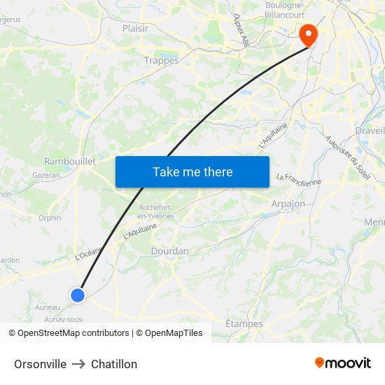 Orsonville to Chatillon map