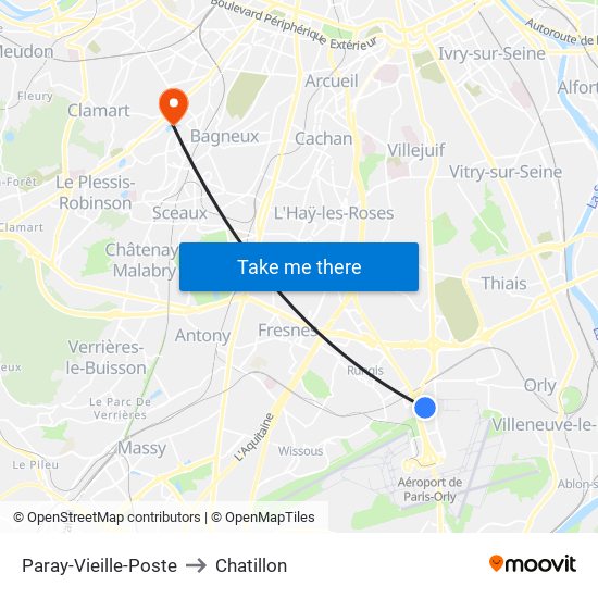 Paray-Vieille-Poste to Chatillon map