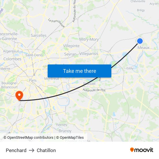 Penchard to Chatillon map