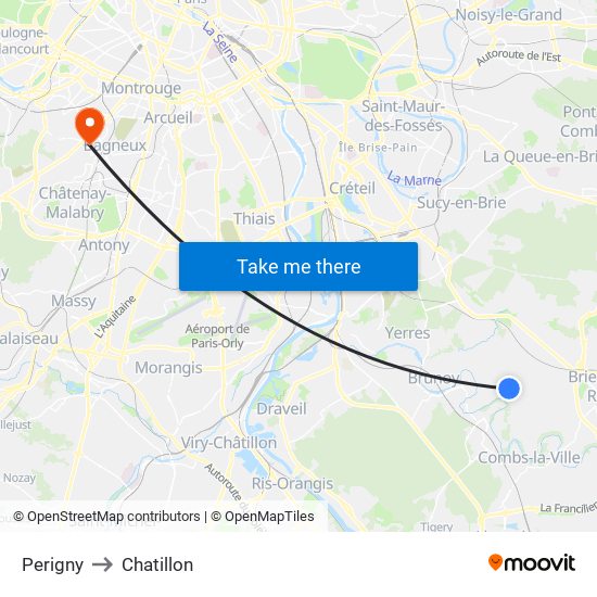 Perigny to Chatillon map