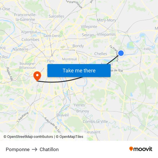 Pomponne to Chatillon map