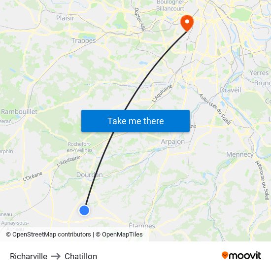 Richarville to Chatillon map