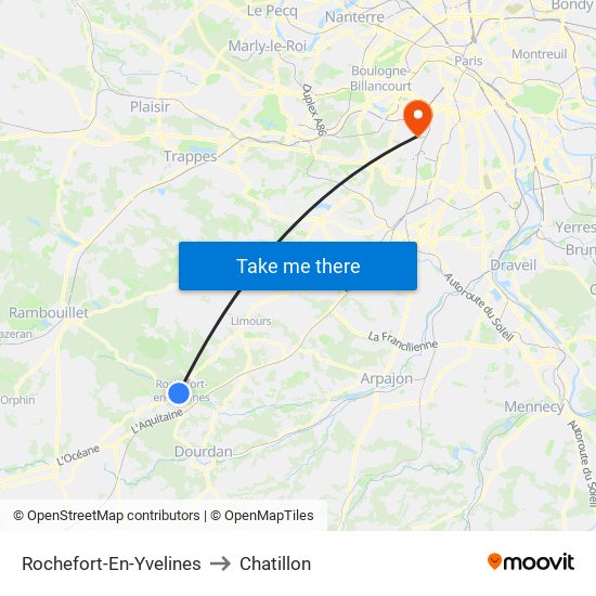 Rochefort-En-Yvelines to Chatillon map