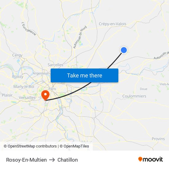 Rosoy-En-Multien to Chatillon map
