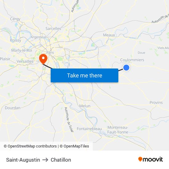 Saint-Augustin to Chatillon map