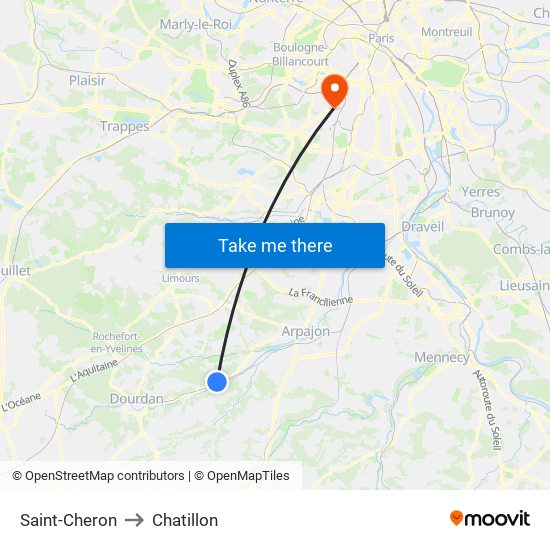 Saint-Cheron to Chatillon map