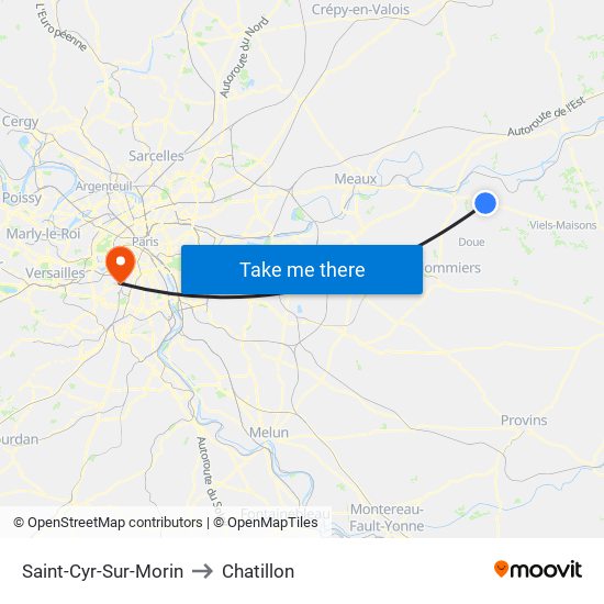 Saint-Cyr-Sur-Morin to Chatillon map