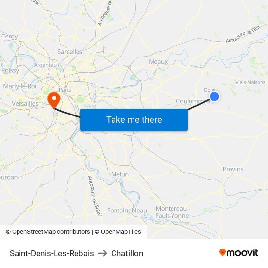 Saint-Denis-Les-Rebais to Chatillon map