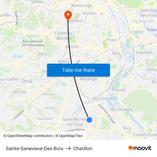 Sainte-Genevieve-Des-Bois to Chatillon map