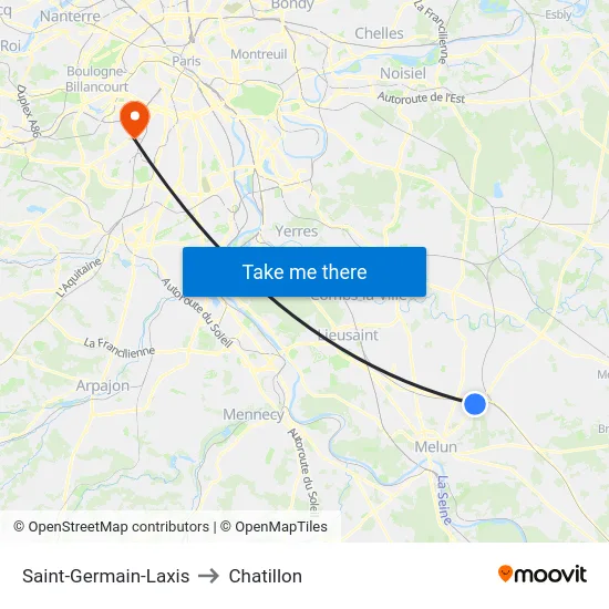 Saint-Germain-Laxis to Chatillon map