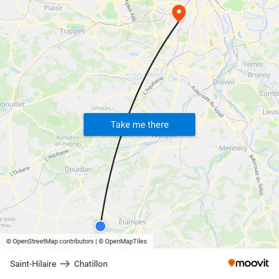 Saint-Hilaire to Chatillon map