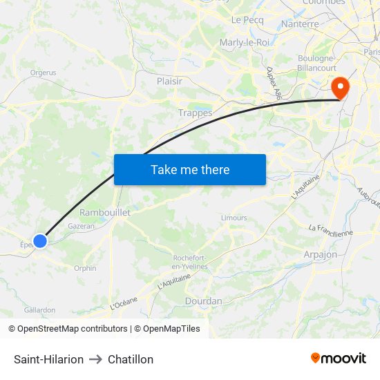 Saint-Hilarion to Chatillon map