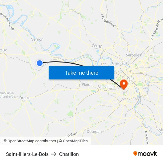 Saint-Illiers-Le-Bois to Chatillon map