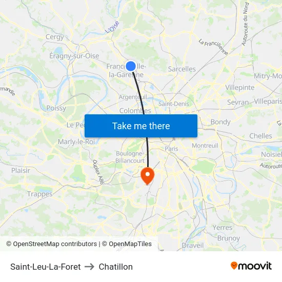 Saint-Leu-La-Foret to Chatillon map