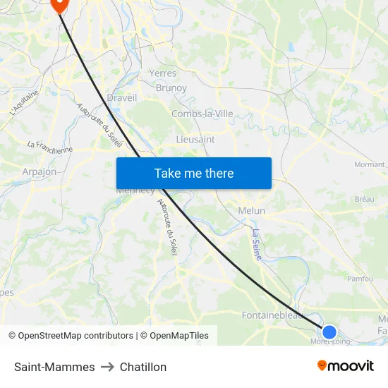Saint-Mammes to Chatillon map