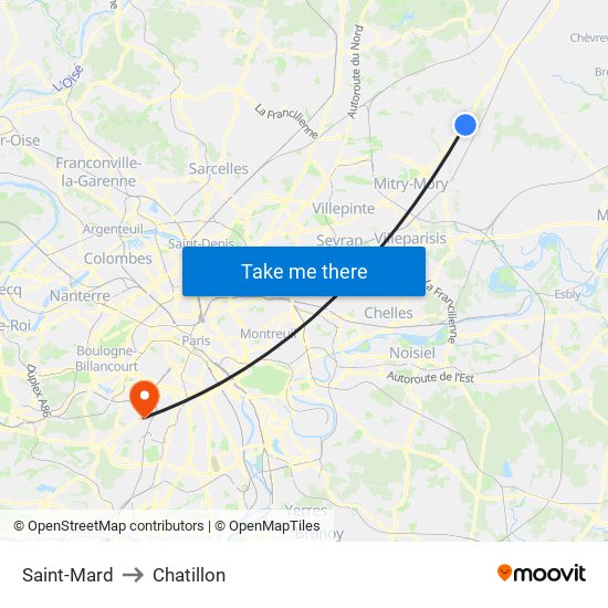 Saint-Mard to Chatillon map