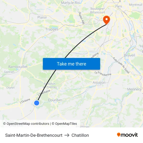 Saint-Martin-De-Brethencourt to Chatillon map