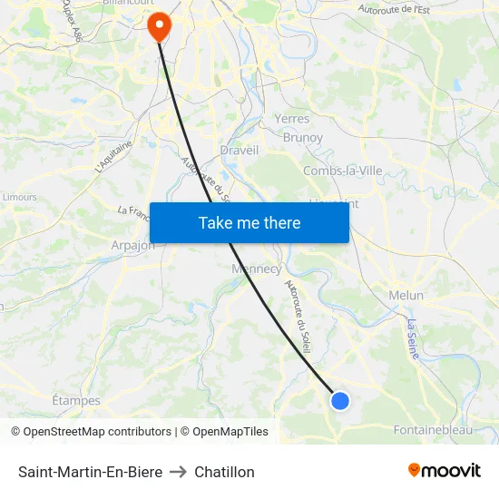 Saint-Martin-En-Biere to Chatillon map