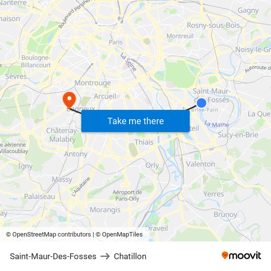 Saint-Maur-Des-Fosses to Chatillon map