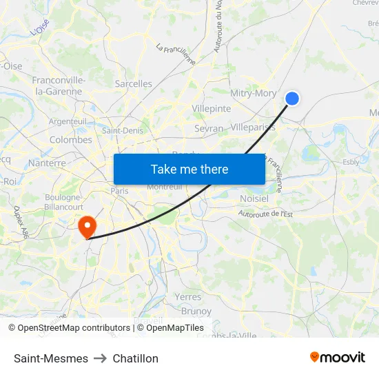 Saint-Mesmes to Chatillon map