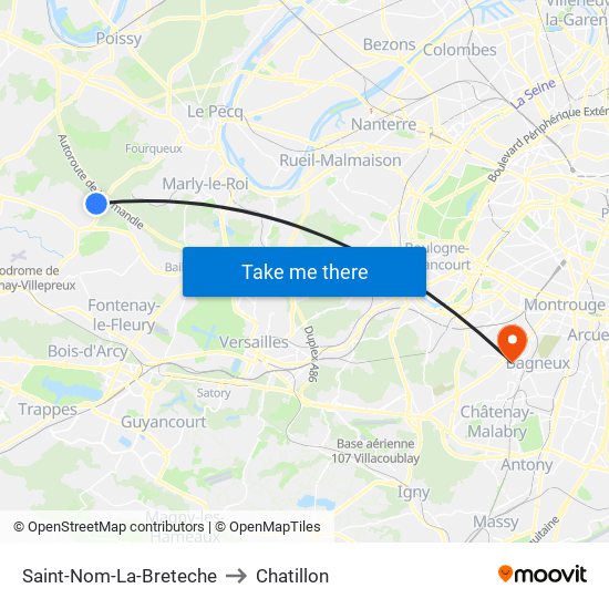 Saint-Nom-La-Breteche to Chatillon map