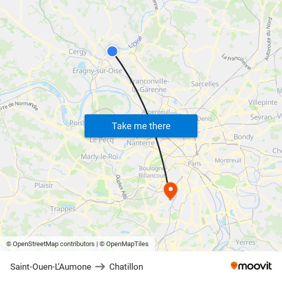 Saint-Ouen-L'Aumone to Chatillon map