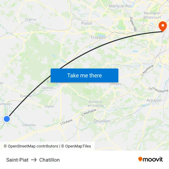 Saint-Piat to Chatillon map