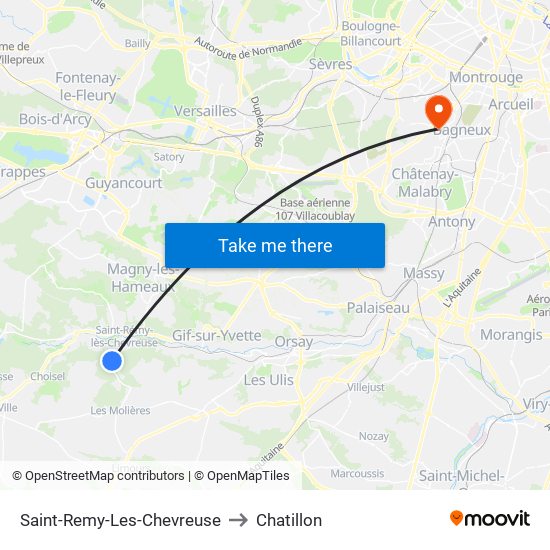 Saint-Remy-Les-Chevreuse to Chatillon map