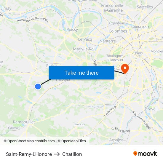 Saint-Remy-L'Honore to Chatillon map