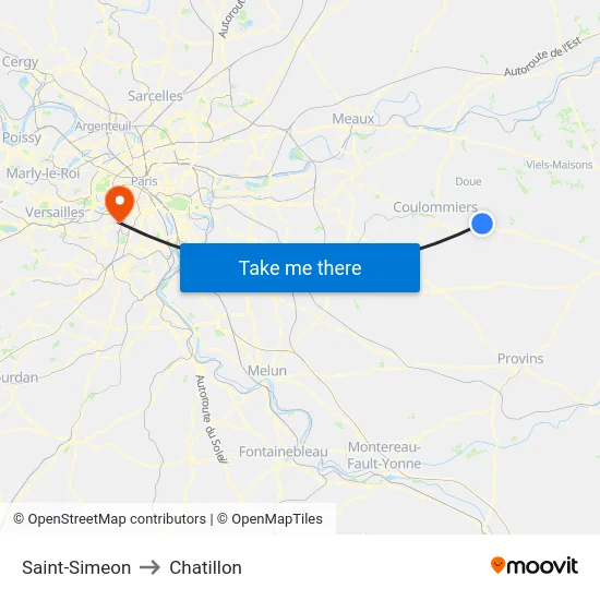 Saint-Simeon to Chatillon map