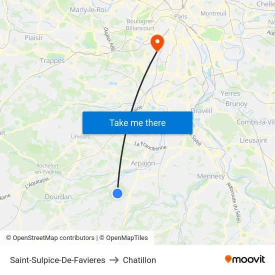Saint-Sulpice-De-Favieres to Chatillon map