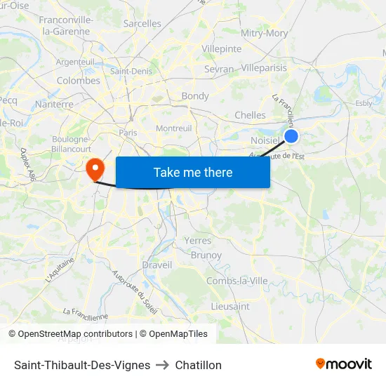 Saint-Thibault-Des-Vignes to Chatillon map