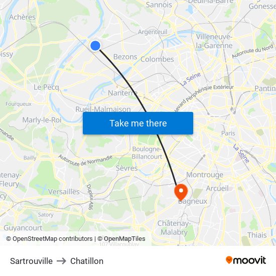 Sartrouville to Chatillon map