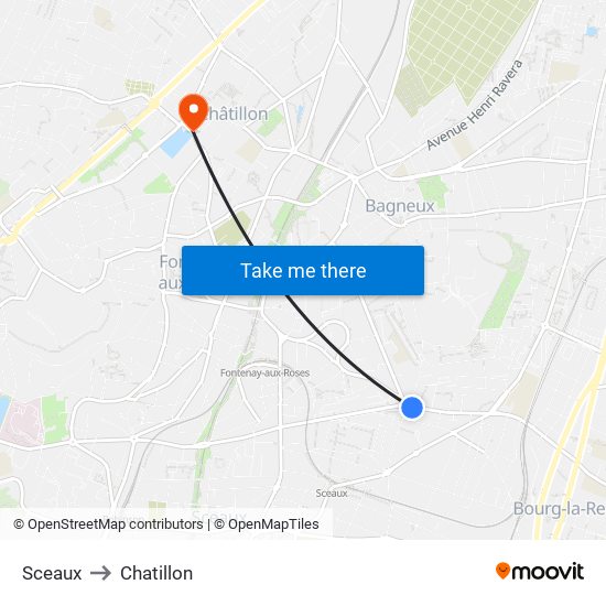 Sceaux to Chatillon map